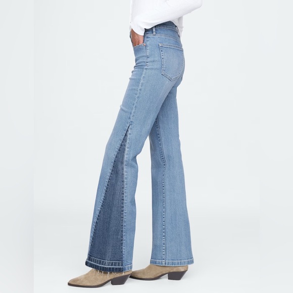 NWT Gap High Rise Patched '70s Flare Jeans - Picture 2 of 10